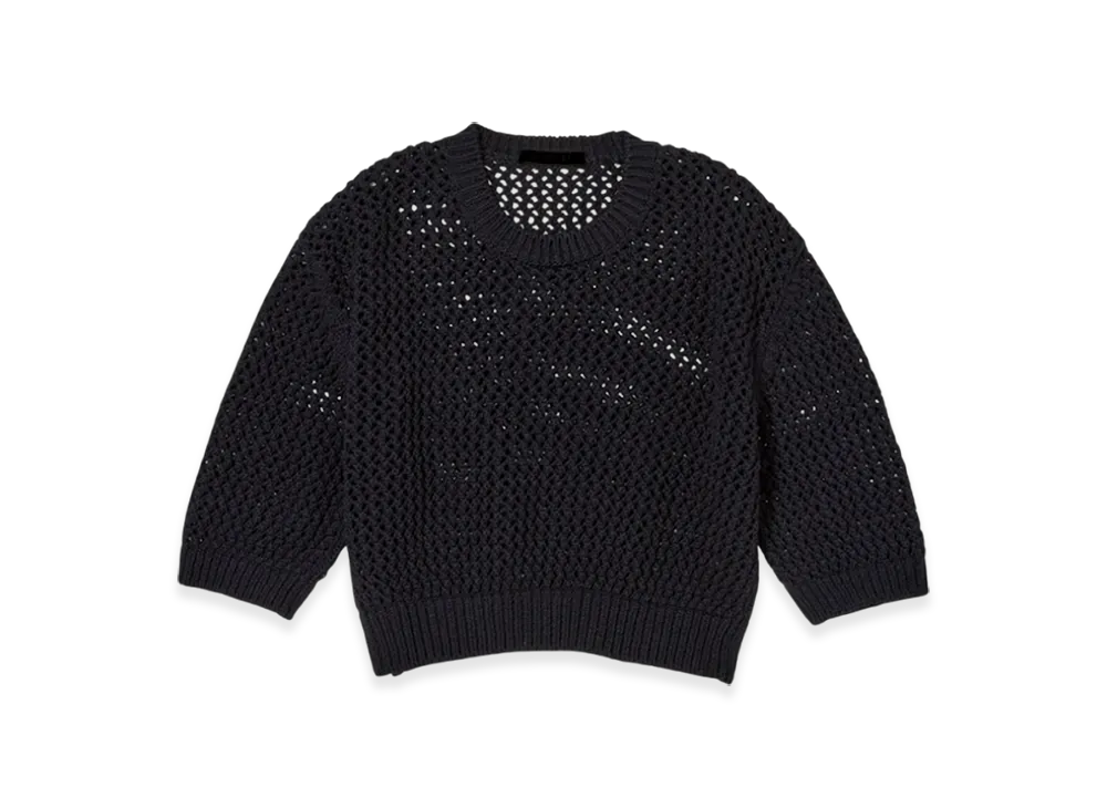 AURALEE Cotton LilyYarn Mesh Knit T-Shirt "Dark Navy"