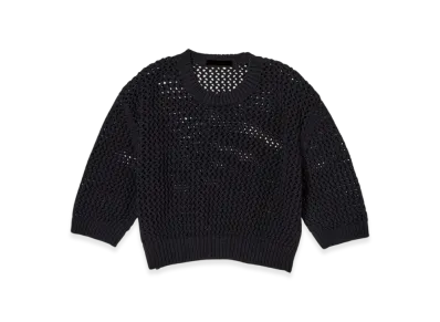 AURALEE Cotton LilyYarn Mesh Knit T-Shirt "Dark Navy"