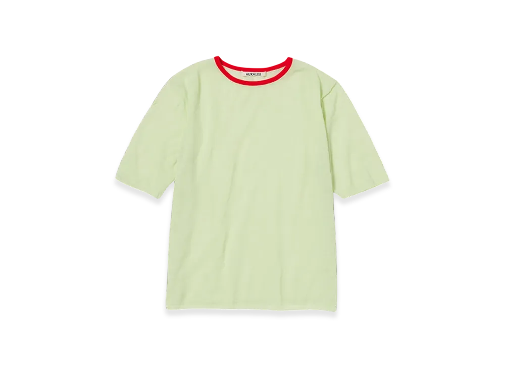 AURALEE Hard Twist High Gauge Wool Silk Knit T-Shirt "Lime Yellow"