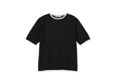 AURALEE Hard Twist High Gauge Wool Silk Knit T-Shirt "Black"