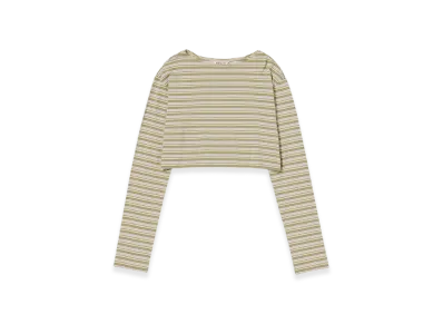 AURALEE Hard Twist Cotton Border Boat Neck L/S T-Shirt "Beige Border"