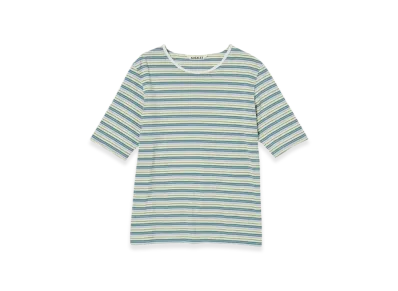 AURALEE Hard Twist Cotton Border T-Shirt "Light Green Border"