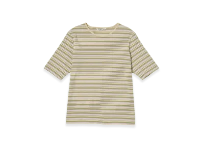 AURALEE Hard Twist Cotton Border T-Shirt "Beige Border"