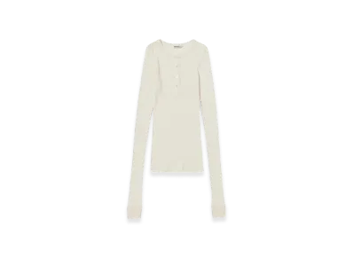 AURALEE Organic Soft Rib Henley Neck L/S T-Shirt "Ivory"