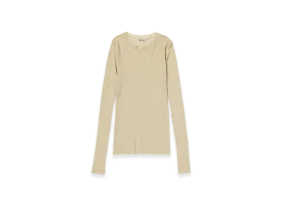 AURALEE Super High Gauge Sheer Rib L/S T-Shirt "Light Beige"