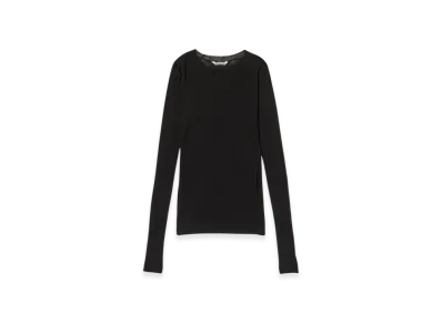 AURALEE Super High Gauge Sheer Rib L/S T-Shirt "Black"