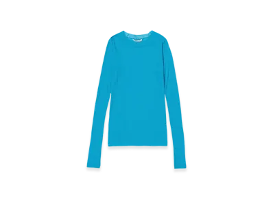 AURALEE Super High Gauge Sheer Rib L/S T-Shirt "Turquoise Blue"