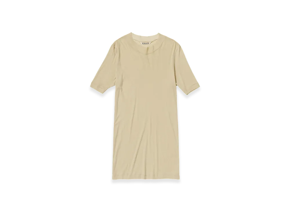 AURALEE Super High Gauge Sheer Rib T-Shirt "Light Beige"