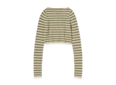 AURALEE Shetland Wool Cashmere Rib Knit Boat-Neck P/O "Gray Stripe"