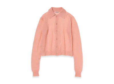 AURALEE Kid Mohair Sheer Knit Shirt Cardigan "Salmon Pink"