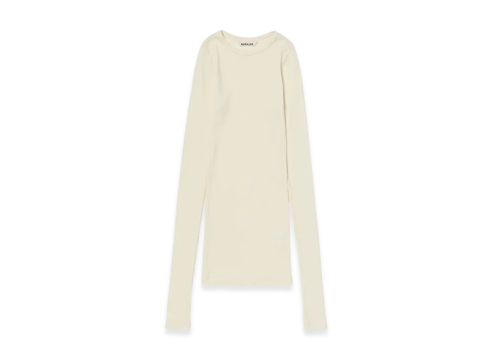 AURALEE Wool Silk Soft Rib L/S Tee "Ivory"