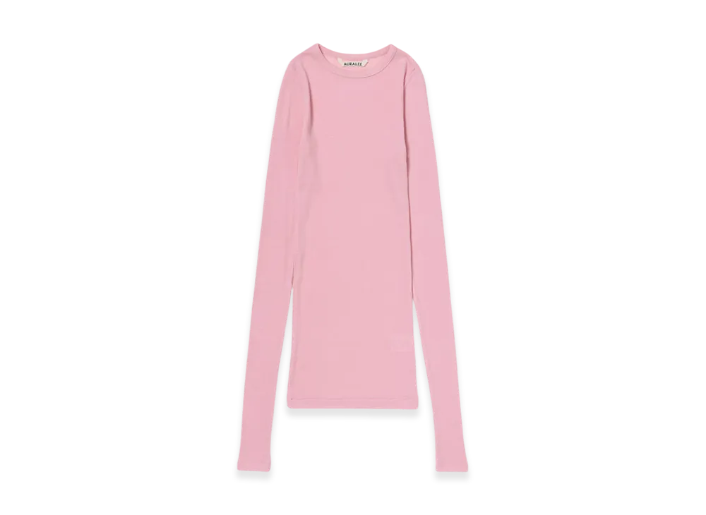 AURALEE Wool Silk Soft Rib L/S Tee "Pink"