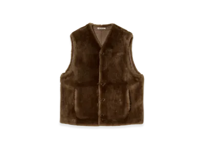 AURALEE Straight Merino Mouton Fur Vest "Brown"