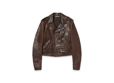 AURALEE Heavy Lamb Leather Riders Jacket "Dark Brown"