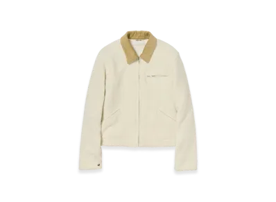 AURALEE Homespun Tweed Zip Blouson "Ivory White"