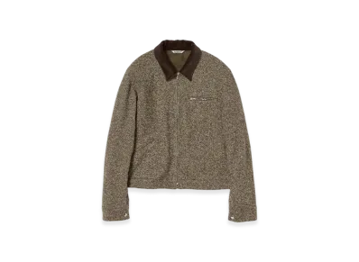 AURALEE Homespun Tweed Zip Blouson "Brown"
