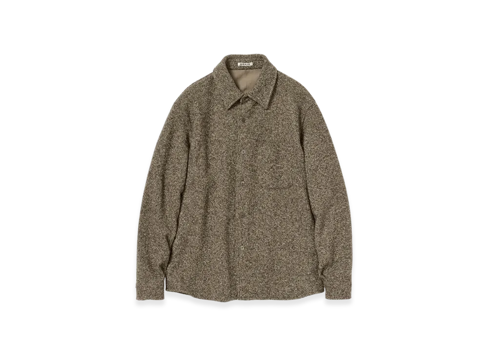 AURALEE Homespun Tweed Shirt Blouson "Brown"