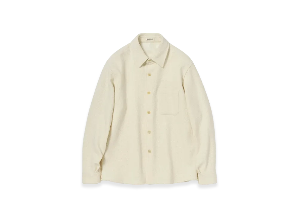 AURALEE Homespun Tweed Shirt Blouson "Ivory White"