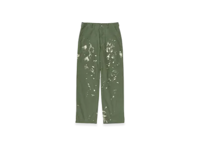 AURALEE Washed Baggy Satin Bleached Baker Pants "Olive Green"