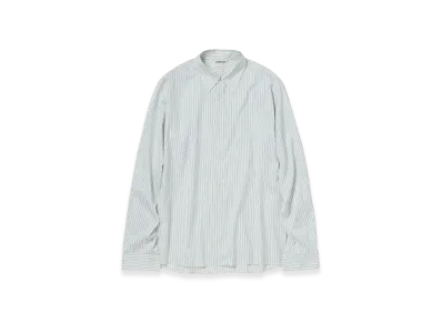 AURALEE Cotton Silk Stripe Double-Cuff Shirt "White"