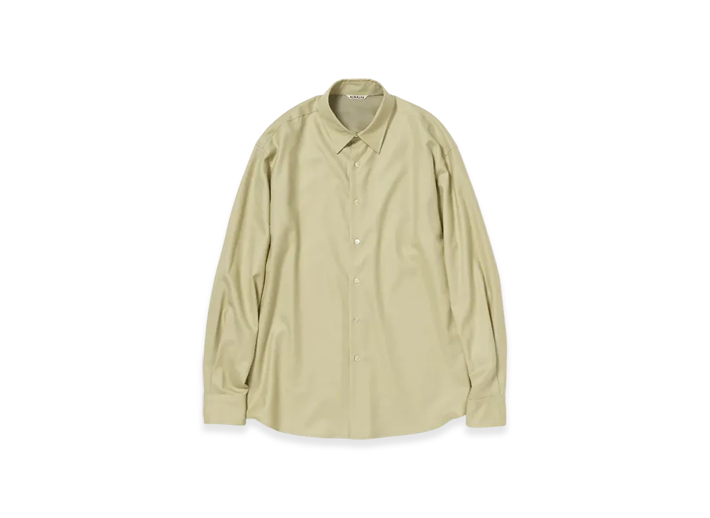 AURALEE Super Light Wool Shirt "Light Khaki"