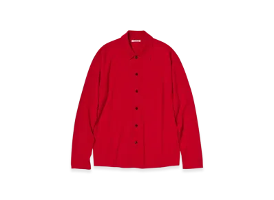 AURALEE High Twist Wool Knit Shirt Cardigan "Red"