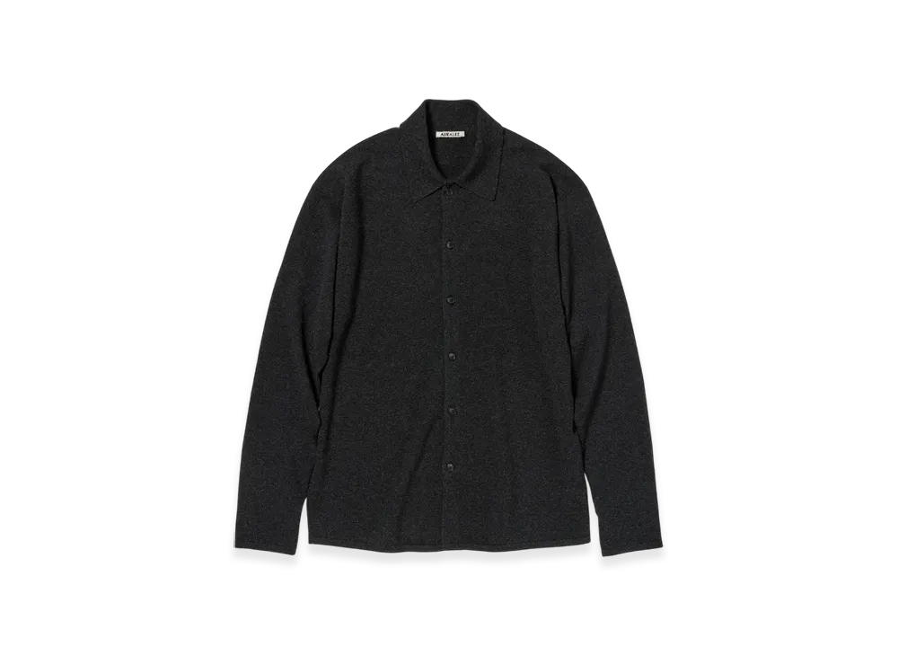 AURALEE High Twist Wool Knit Shirt Cardigan "Charcoal"