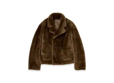 AURALEE Straight Merino Mouton Fur P-Coat "Brown"