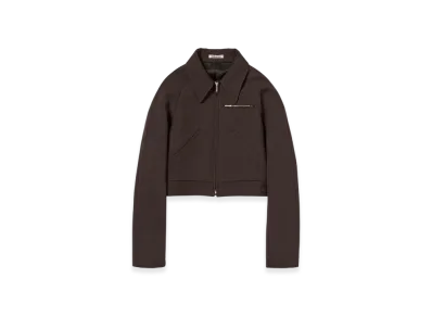 AURALEE Twisted Double Cloth Cropped Zip Blouson "Dark Brown"