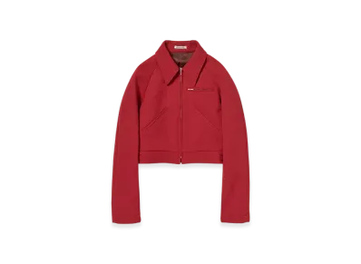 AURALEE Twisted Double Cloth Cropped Zip Blouson "Red"