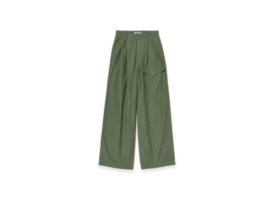 AURALEE Washed Baggy Satin Cargo Pants "Olive Green"