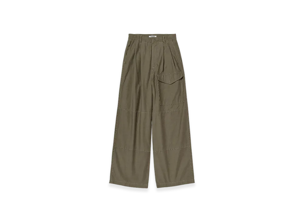 AURALEE Washed Baggy Satin Cargo Pants "Khaki Brown"