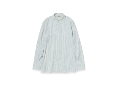 AURALEE Cotton Silk Stripe Double-Cuff Shirt "White"