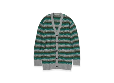 AURALEE Cashmere Jacquard Knit Long Cardigan "Grey Green"