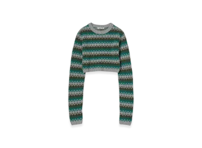 AURALEE Cashmere Jacquard Knit Cropped P/O "Grey Green"
