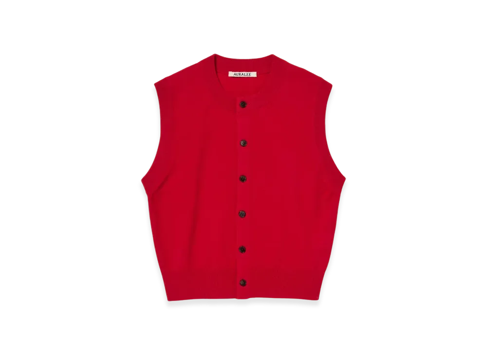 AURALEE High Twist Wool Knit Vest "Red"