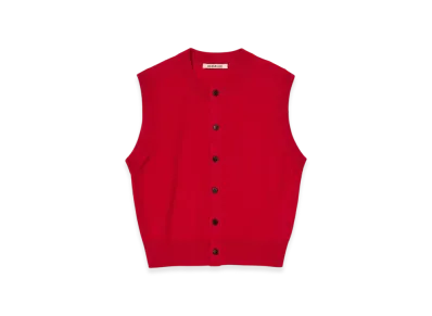 AURALEE High Twist Wool Knit Vest "Red"
