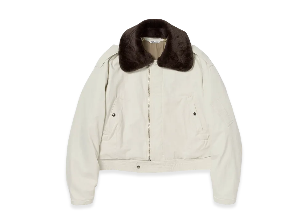 AURALEE Washed Finx Cotton Gabardine Flight Blouson "Ivory"