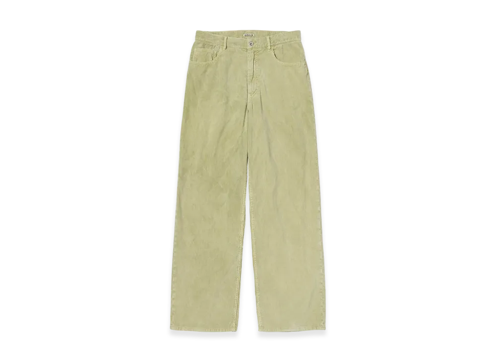 AURALEE Pigment Dyed Finx Cordurory Wide 5P Pants "Dusty Lime"
