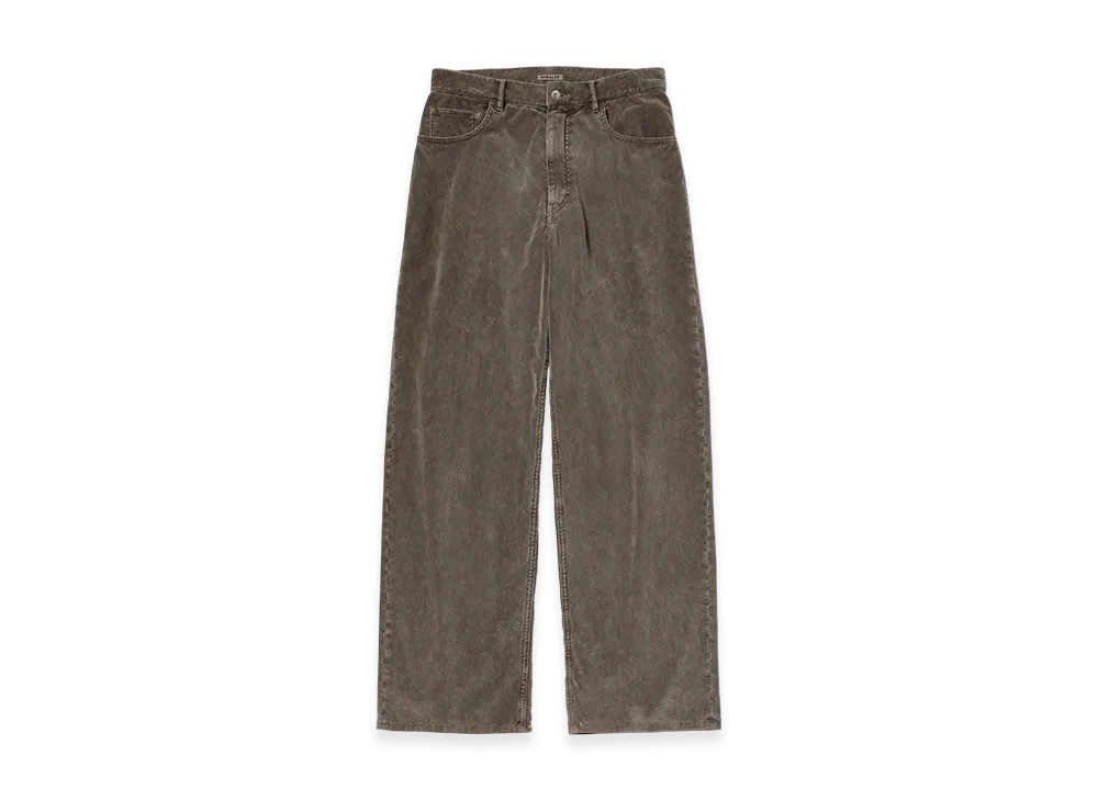 AURALEE Pigment Dyed Finx Cordurory Wide 5P Pants "Olive Brown"