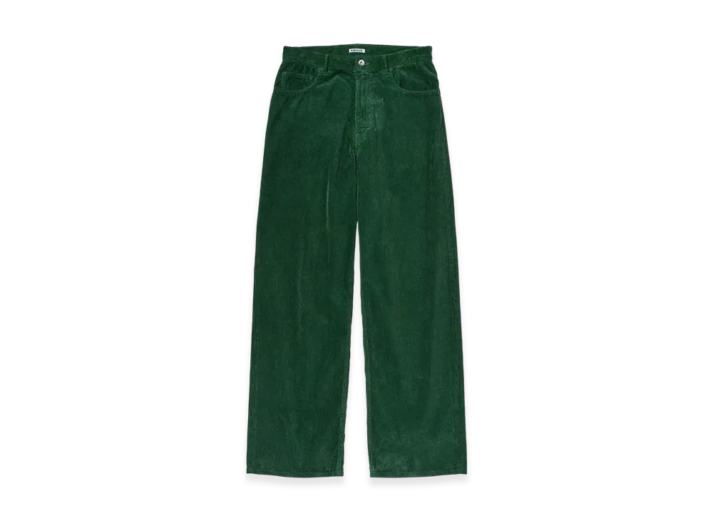 AURALEE Pigment Dyed Finx Cordurory Wide 5P Pants "Forest Green"