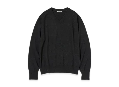 AURALEE High Twist Wool Knit V-Neck P/O "Chacoal"