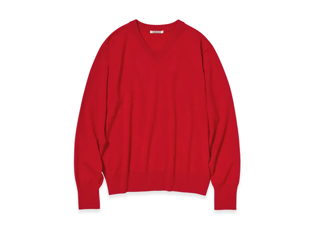 トップス AURALEE HIGH TWIST WOOL KNIT V-NECK P/O AURALEE【オーラリー】High twist wool knit v-neck p/o