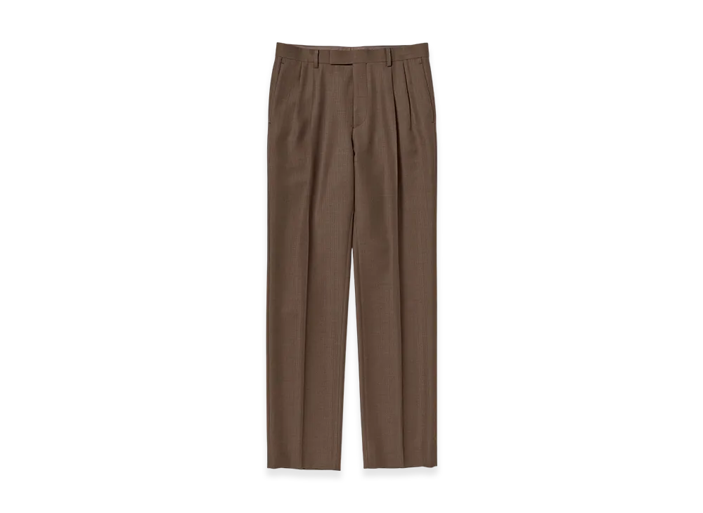 AURALEE Bluefaced Wool Two-Tuck Slacks "Brown Red Stripe"