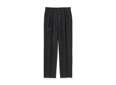 AURALEE Bluefaced Wool Two-Tuck Slacks "Charcoal Navy Stripe"