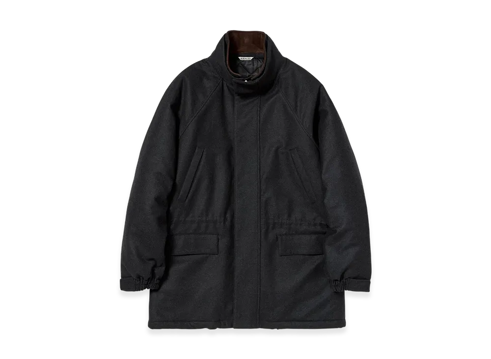 AURALEE Wool Fulling Flannel Padded Over Blouson "Top Charcoal"