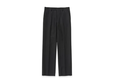 AURALEE Bluefaced Wool Narrow Slacks "Charcoal Navy Stripe"