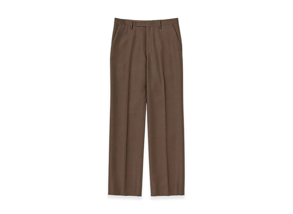AURALEE Bluefaced Wool Narrow Slacks "Brown Red Stripe"