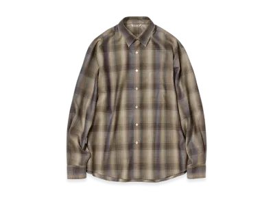 AURALEE Super Light Wool Check Shirt "Brown Blue Check"