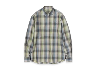 AURALEE Super Light Wool Check Shirt "Blue Green Check"
